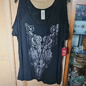 Faded Glory Black Graphic Tank Top